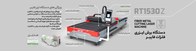 اینفوگرافیک مشخصات فنی دستگاه برش لیزر فلز RT1530Z با راهنمای خرید و لیست قیمت